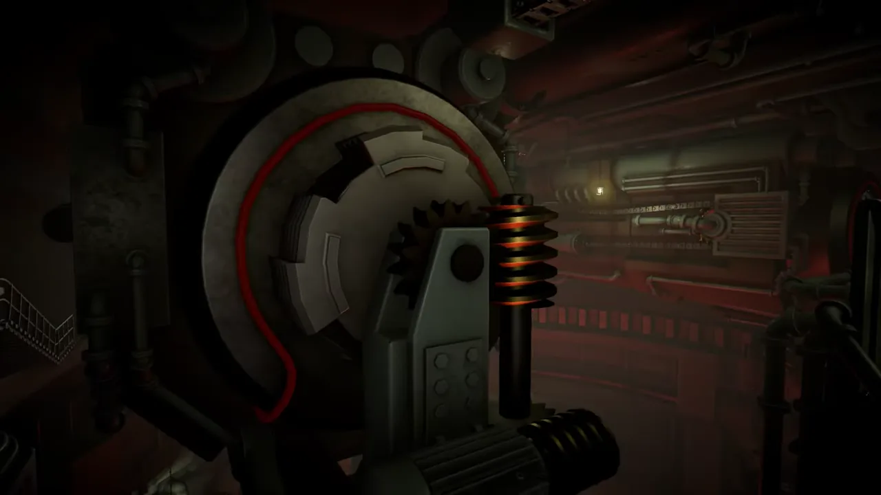 Official IRON NEST launch-trailer frame showing the confined heavy-turret operator space and mechanical fire-control equipment.