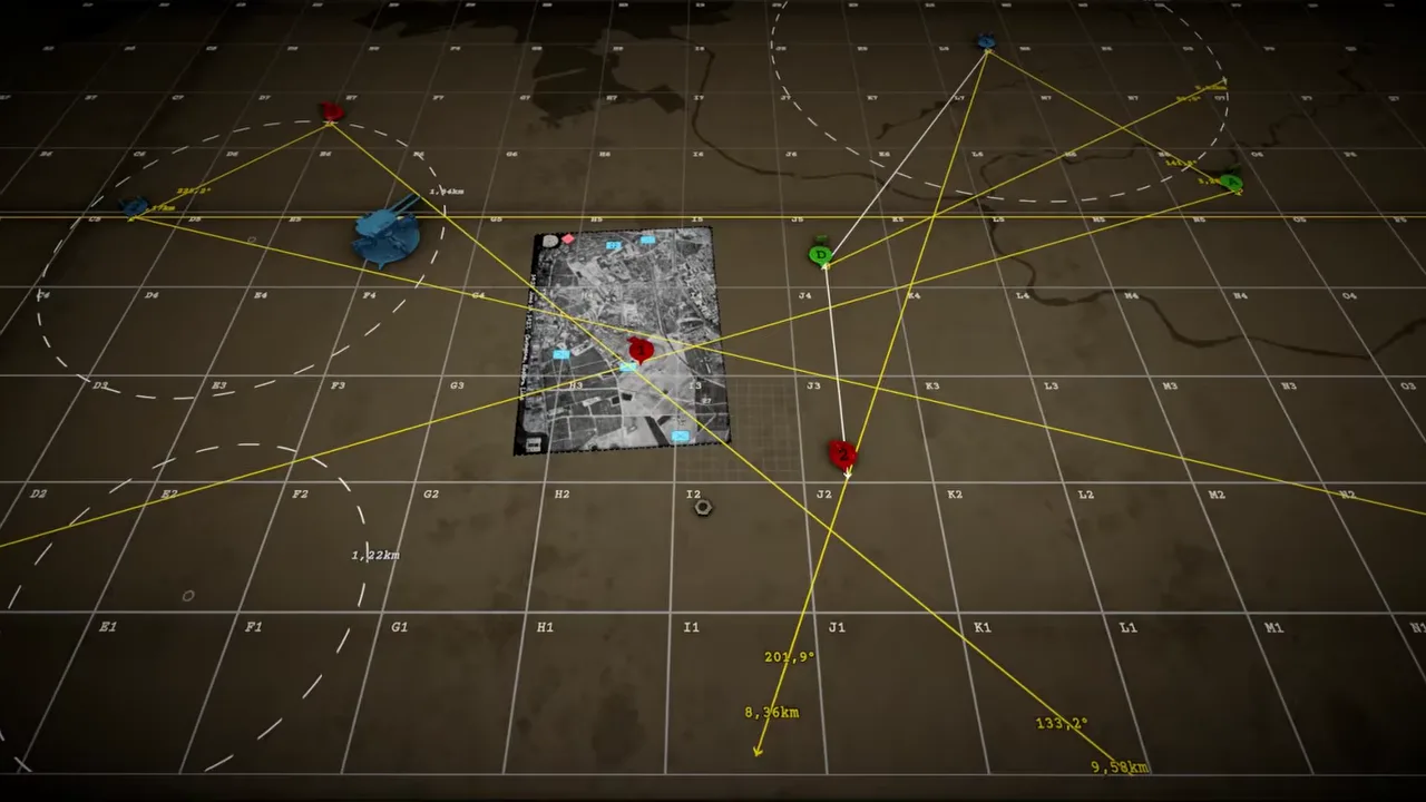 Official IRON NEST demo-video frame showing the operator workspace where mission reports and artillery actions are connected.