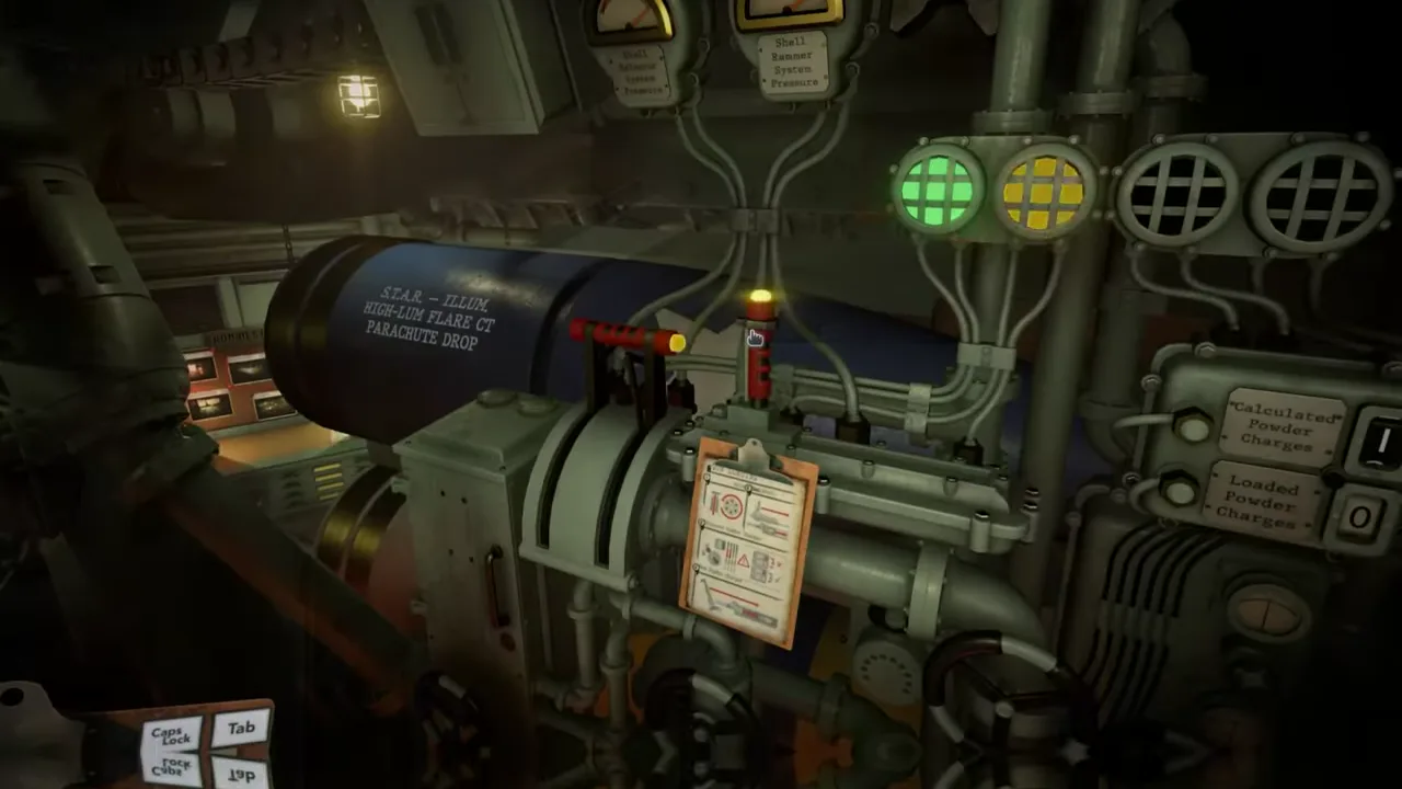 Official IRON NEST launch-trailer frame showing a compact map-and-control station inside the heavy turret.